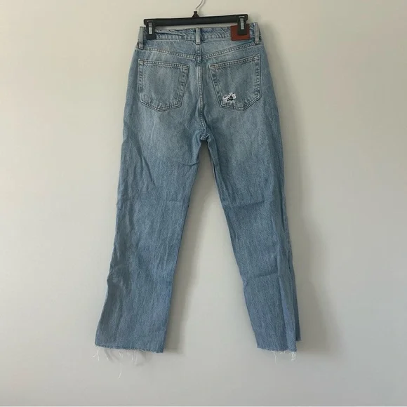 Anine Bing Olsen High Rise Button Fly Relaxed Fit Straight Leg Jeans 26